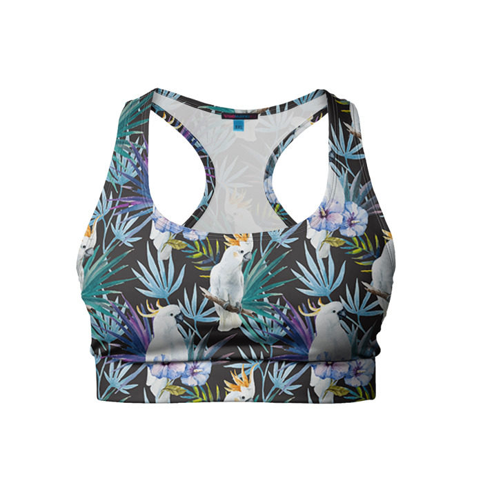 Женский спортивный топ 3D Попугаи фото