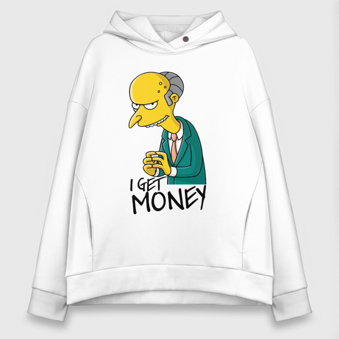 Женское худи Oversize хлопок Mr Burns get money фото