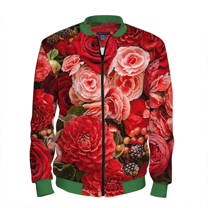 Мужской бомбер 3D Цветы фото