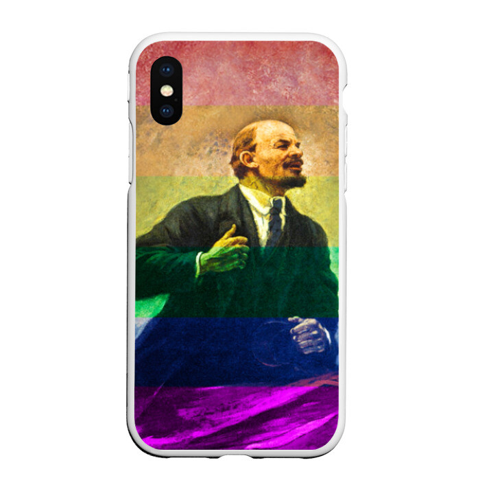 Чехол для iPhone XS Max матовый Радужный Ленин фото