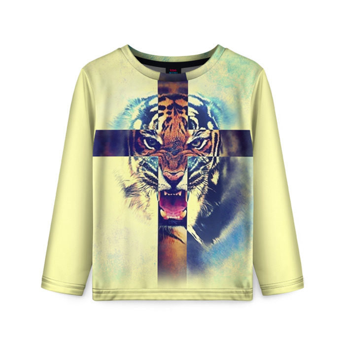 Детский лонгслив 3D Хипстер Тигр фото