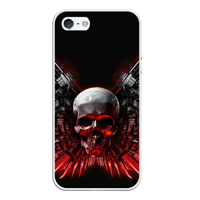 Чехол для iPhone 5/5S матовый Череп с оружием фото