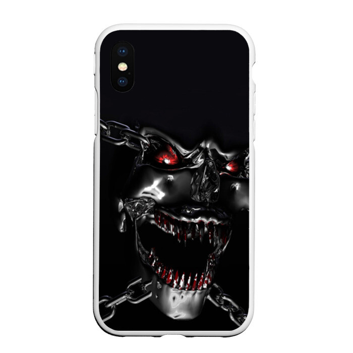 Чехол для iPhone XS Max матовый Череп в цепях фото