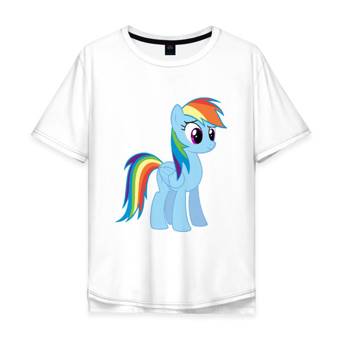Мужская футболка хлопок Oversize Пони радуга фото