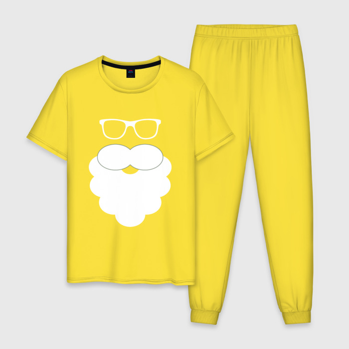 Мужская пижама хлопок Дед Мороз, борода из ваты фото