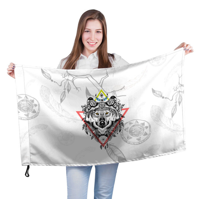 Флаг 3D Волк фото