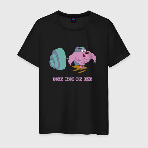 Мужская футболка хлопок Train hard win easy фото