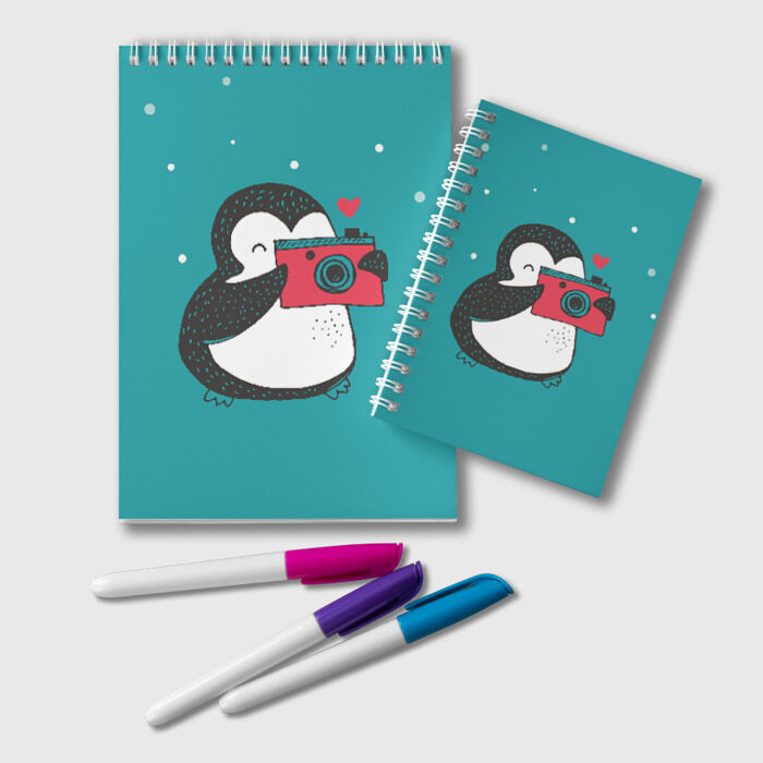 Блокнот Пингвин с фотоаппаратом фото