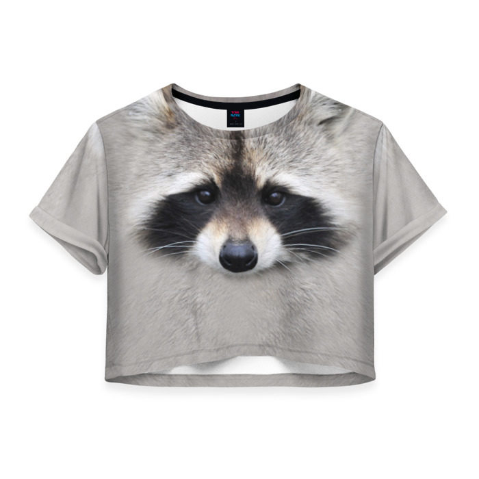 Женская футболка 3D укороченная Енот фото
