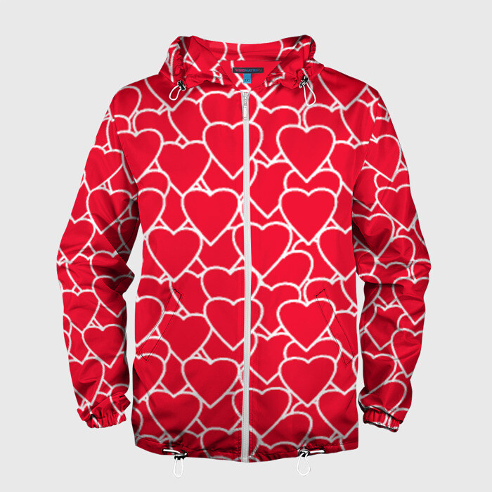 Мужская ветровка 3D Сердца фото
