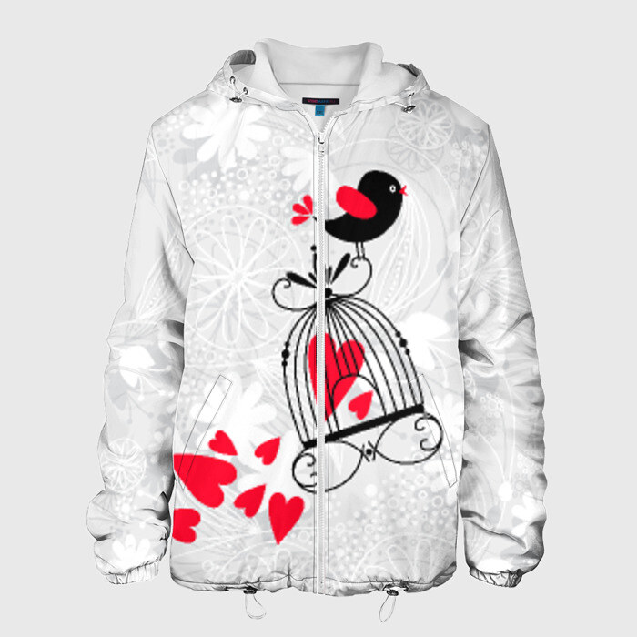 Мужская куртка 3D Птица на клетке фото