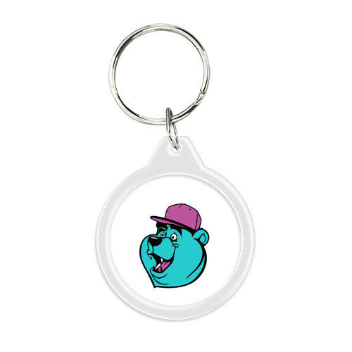 Брелок круглый Мишка в кепке фото