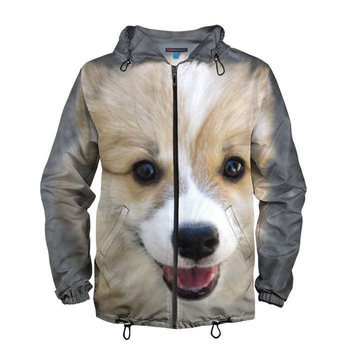 Мужская ветровка 3D Пемброк-вельш-корги, собака, п фото