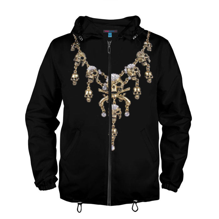 Мужская ветровка 3D Золотые черепа фото