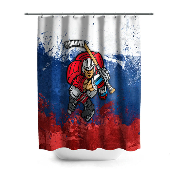 Штора 3D для ванной Хоккей 2 фото