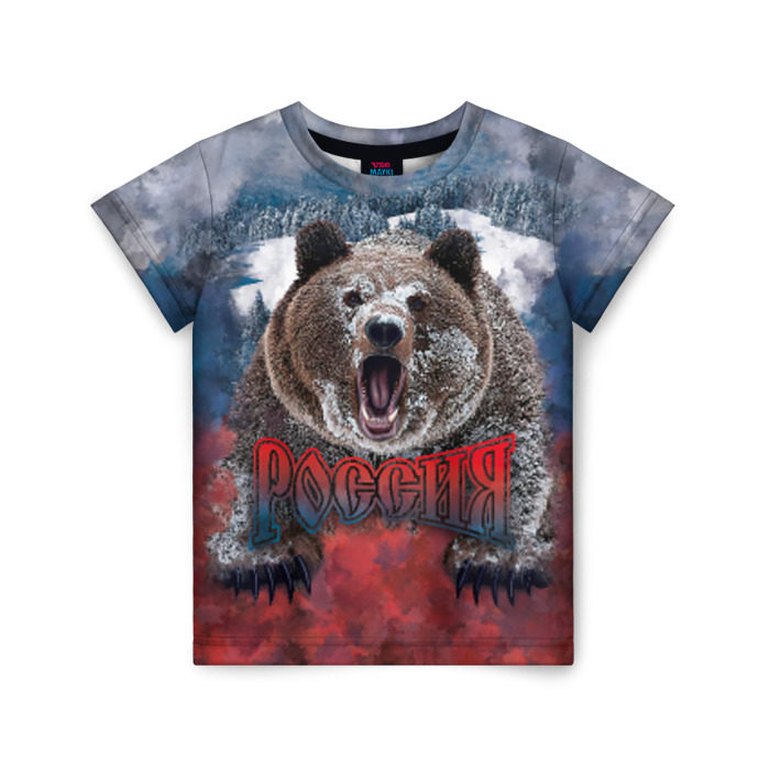 Детская футболка 3D Русский медведь фото