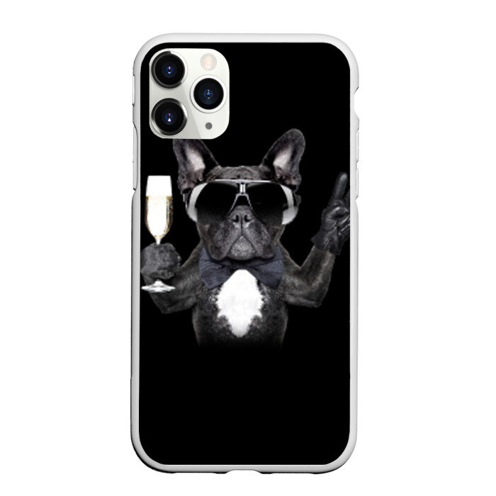 Чехол для iPhone 11 Pro матовый Бульдог в очках фото