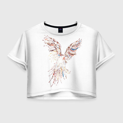 Женская футболка 3D укороченная Птица фото