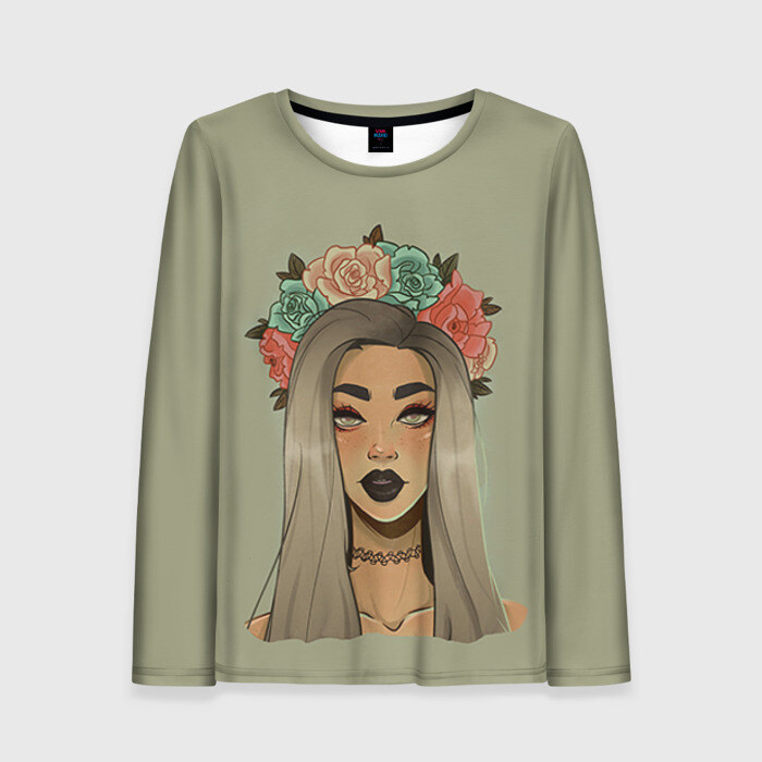 Женский лонгслив 3D Девушка в венке фото