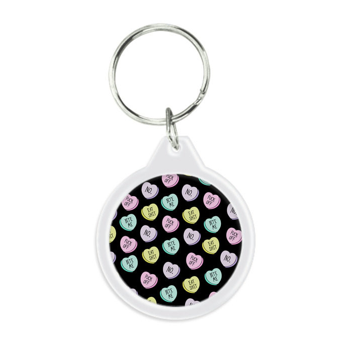 Брелок круглый Сердца с надписями фото