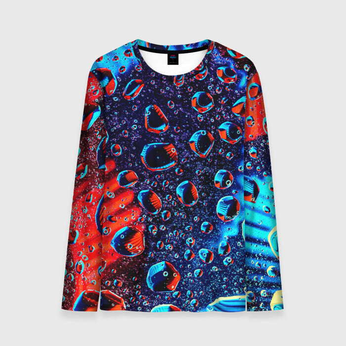 Мужской лонгслив 3D Капли на стекле фото