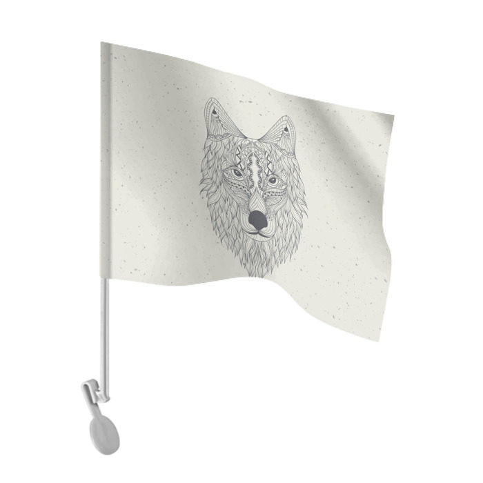 Флаг для автомобиля Волк-шаман фото