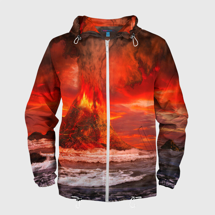 Мужская ветровка 3D Вулкан фото