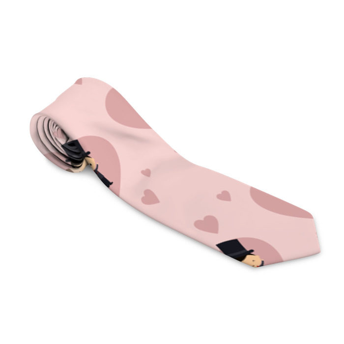 Галстук 3D Молодожены в сердце фото