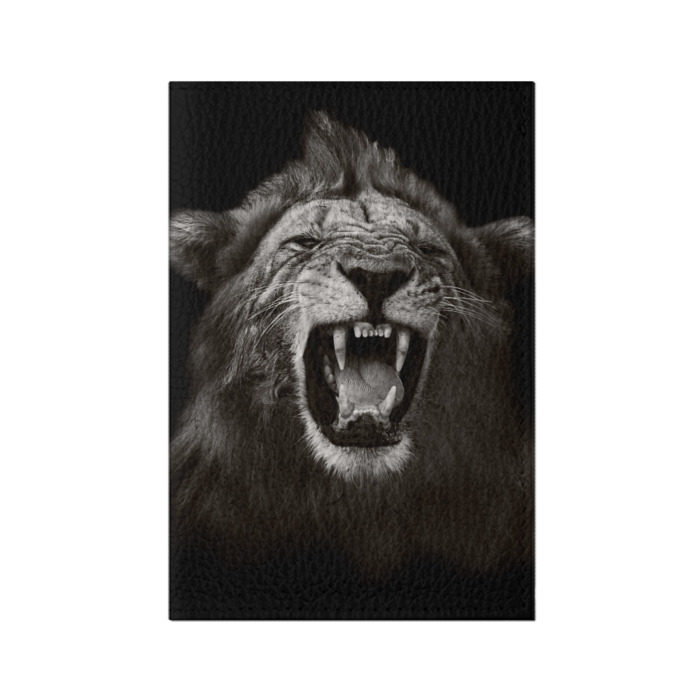 Обложка для паспорта матовая кожа Разъярённый лев фото