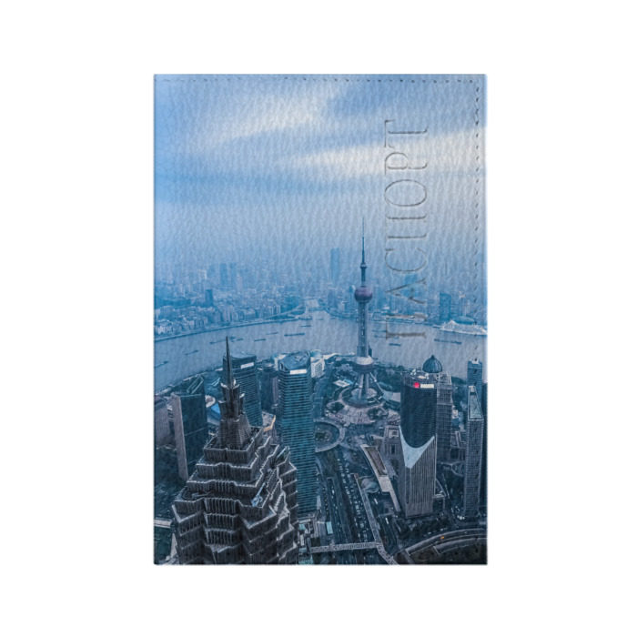 Обложка для паспорта матовая кожа Шанхай фото