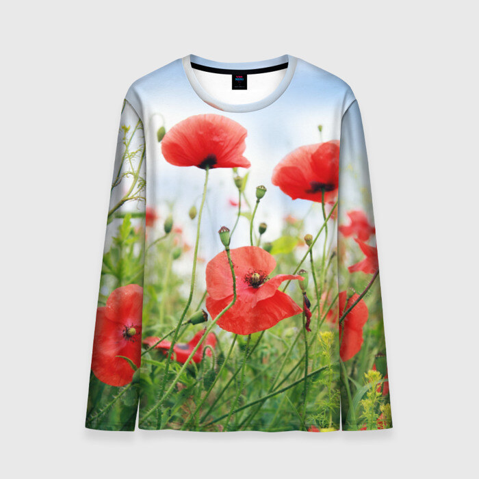 Мужской лонгслив 3D Дикий мак фото