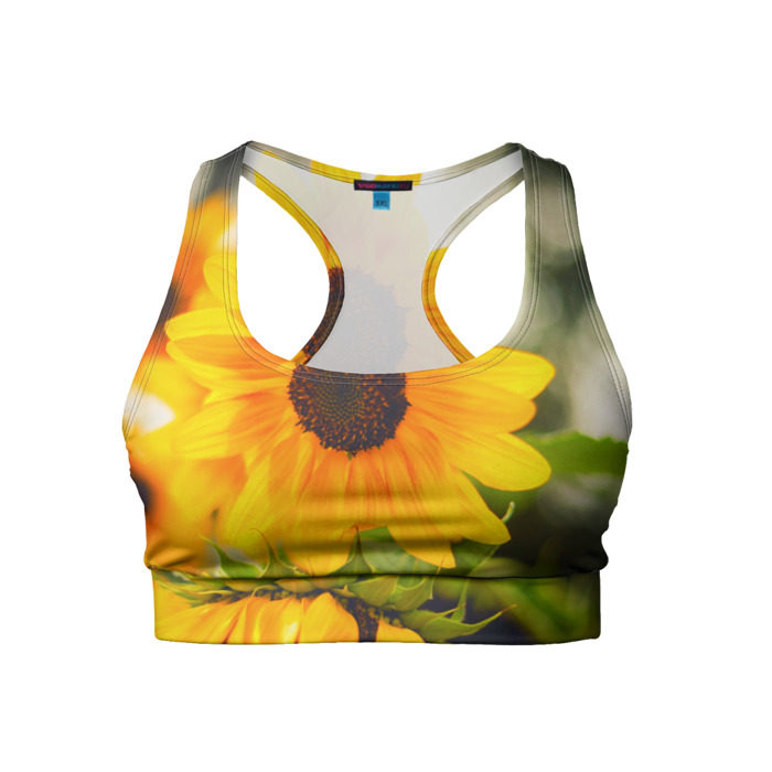 Женский спортивный топ 3D Подсолнухи фото