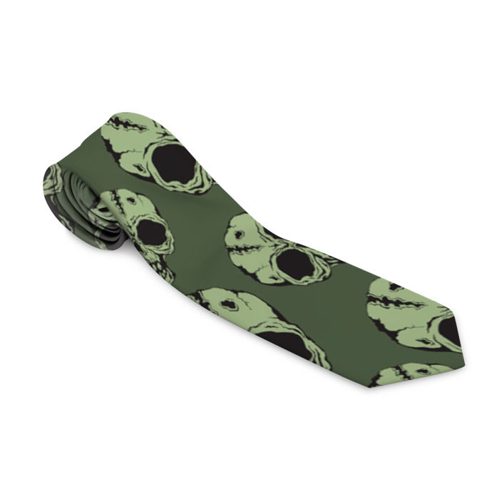 Галстук 3D Зеленые черепа фото