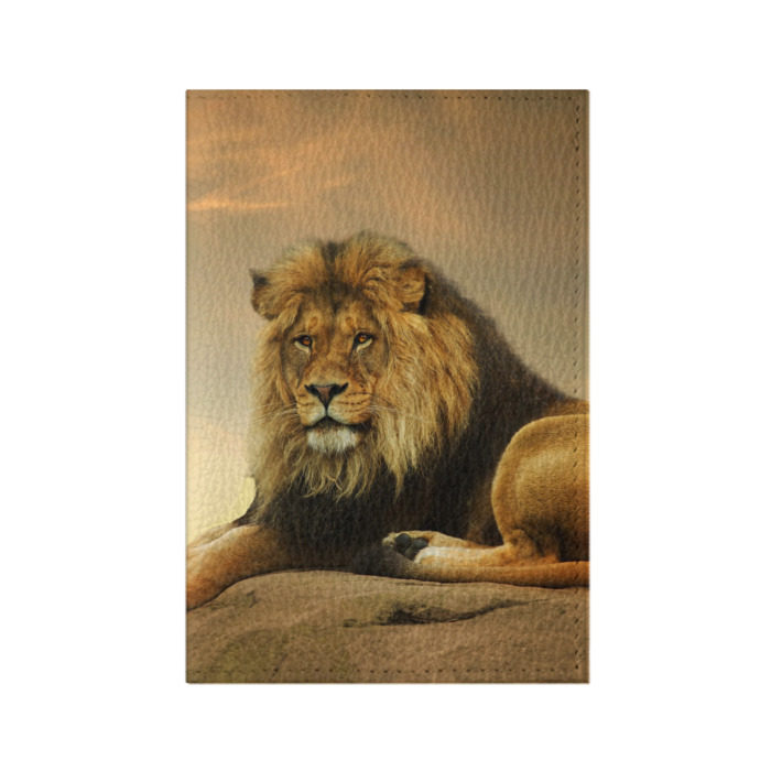 Обложка для паспорта матовая кожа Величиственый лев фото
