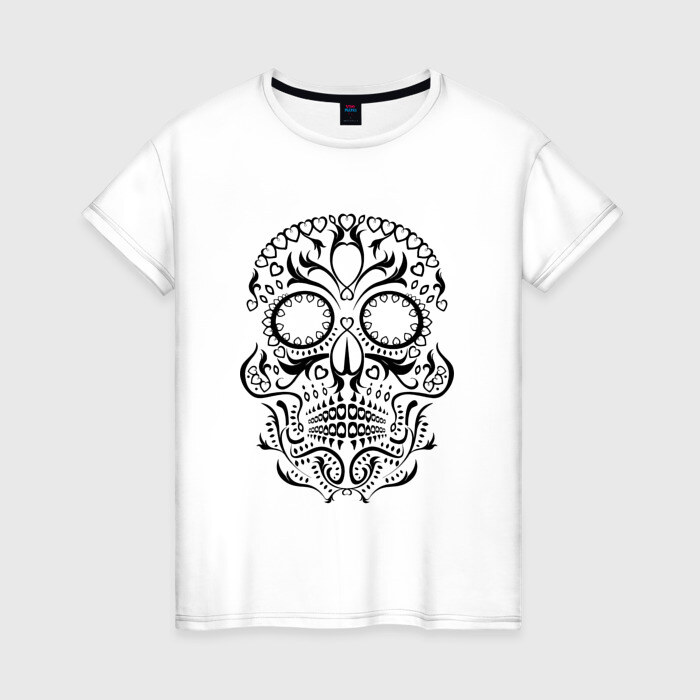 Женская футболка хлопок Мексиканский череп фото