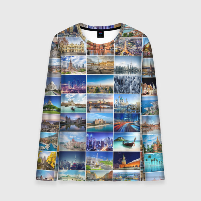 Мужской лонгслив 3D Страны мира (9х9) фото