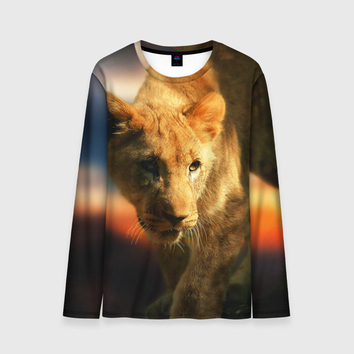 Мужской лонгслив 3D Львица фото