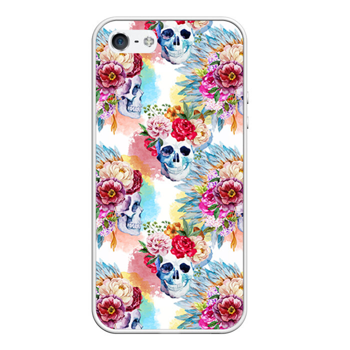 Чехол для iPhone 5/5S матовый Цветы и бабочки 5 фото