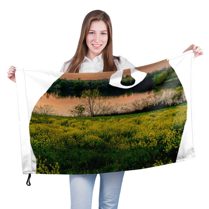 Флаг 3D енот закат фото