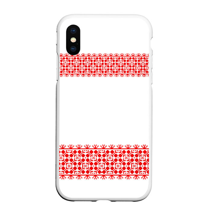 Чехол для iPhone XS Max матовый Славянский орнамент (на белом) фото