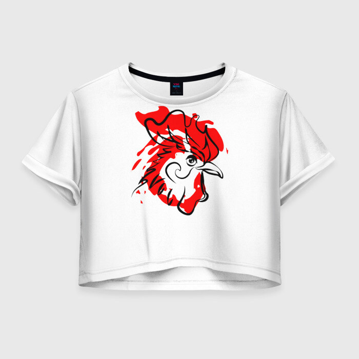 Женская футболка 3D укороченная Огненный Петух фото