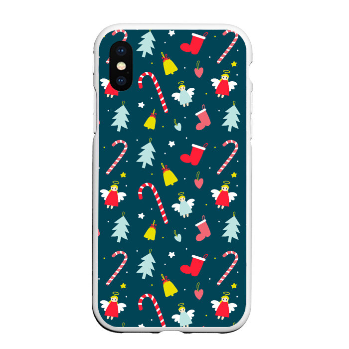Чехол для iPhone XS Max матовый Новогодний узор фото