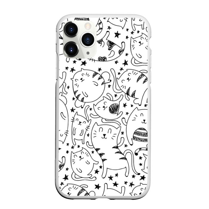 Чехол для iPhone 11 Pro матовый Котейки фото