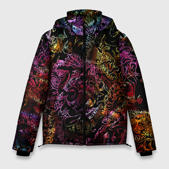 Мужская зимняя куртка 3D Радужные монстры фото
