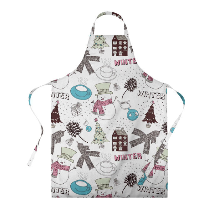 Фартук 3D Снеговики Новый год 2017 фото