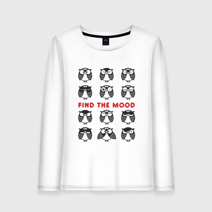 Женский лонгслив хлопок Совы Найди свое настроение фото