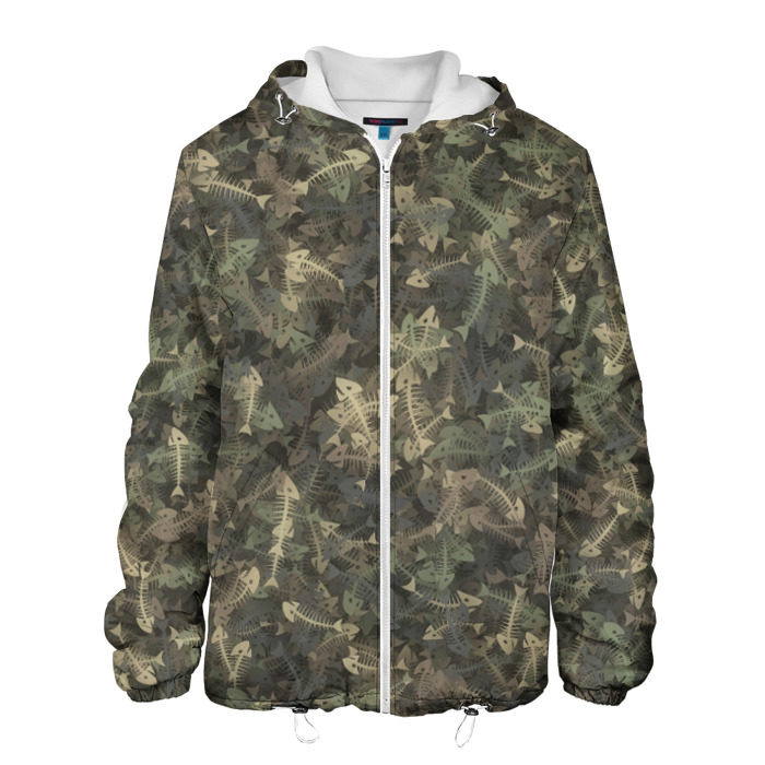 Мужская куртка 3D Камуфляж с рыбьими скелетам фото