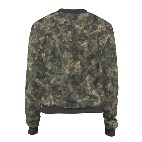 Женский бомбер 3D Камуфляж с рыбьими скелетам фото