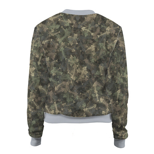 Женский бомбер 3D Камуфляж с рыбьими скелетам фото
