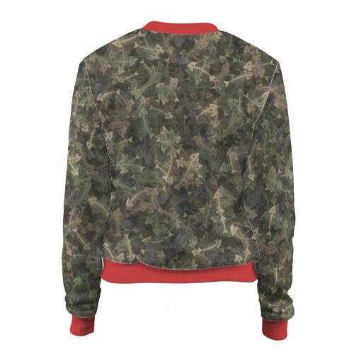 Женский бомбер 3D Камуфляж с рыбьими скелетам фото